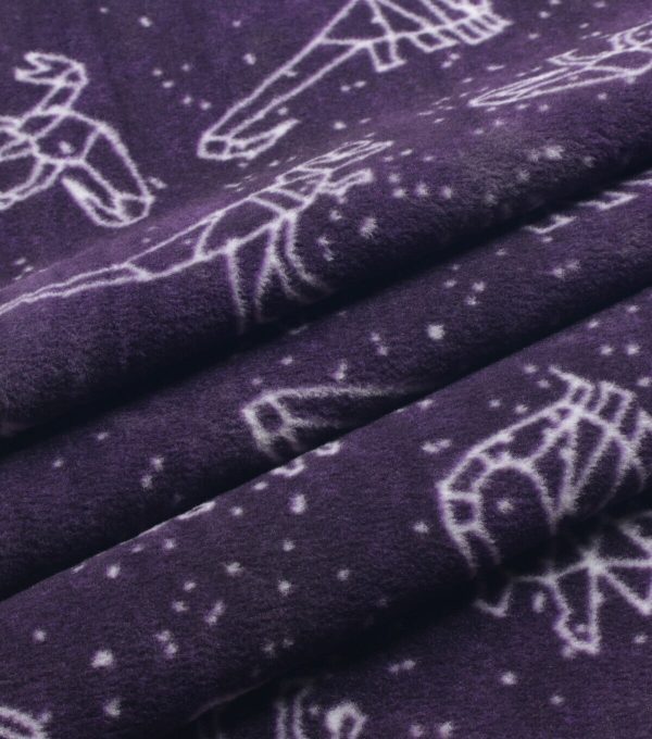 Galaxy Dinosaurs on Purple Anti Pill Fleece Fabric - Image 3