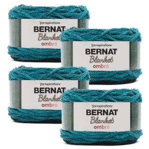 Bernat Ombre Blanket 220yds Super Bulky Polyester Yarn 4 Bundle - Ocean