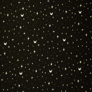 Stars   Moons on Black Cotton Fabric by Quilter s Showcase - 1