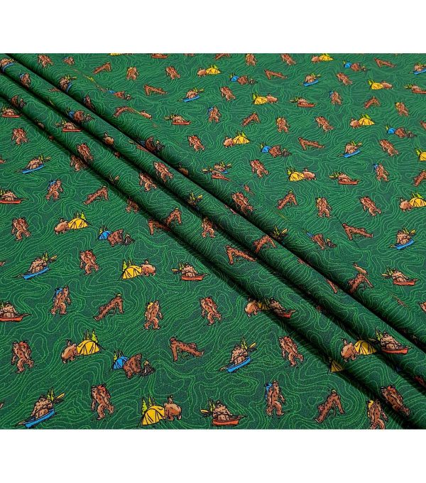 Adventures of Big Foot on Green Novelty Cotton Fabric - Image 2