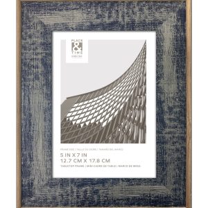 5 x 7 Distressed Navy Tabletop Picture Frame by Place   Time - 1