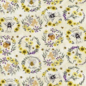 Hi Fashion Insects   Floral on Cream Premium Cotton Fabric - 1