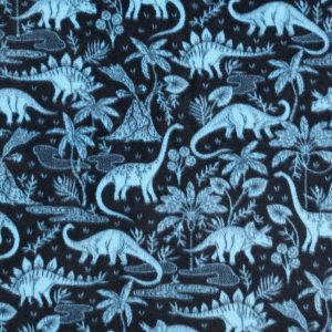 Blue Dino Scenic Anti Pill Fleece Fabric - 1
