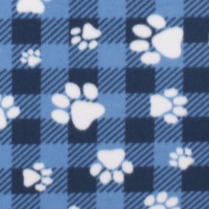 Dog Paw on Blue Buffalo Check Blizzard Fleece Fabric - 1