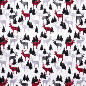 Patterned Deer   Trees Super Snuggle Christmas Flannel Fabric - 1