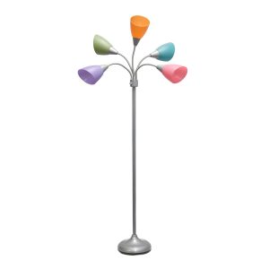 All The Rages 5 Light Adjustable Gooseneck Floor Lamp - Silver
