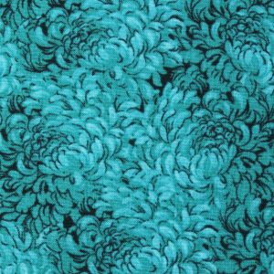 Teal Packed Petals Quilt Cotton Fabric by Keepsake Calico - 1