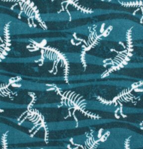 Dinosaur Fossils on Blue Anti Pill Fleece Fabric - 1