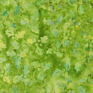 Green Winter Wishes Holly Christmas Metallic Cotton Fabric - 1