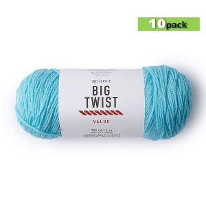 10pk Solid Aqua Medium Weight Acrylic 380yd Value Yarn by Big Twist - 1