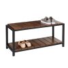Honey Can Do 34 x 18 Walnut   Black 2 Tier Shoe Storage Bench