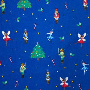 Nutcracker   Trees on Blue Super Snuggle Christmas Flannel Fabric - 1