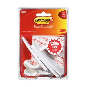 Command 5lbs White Large Hooks   Strips 9ct - 1