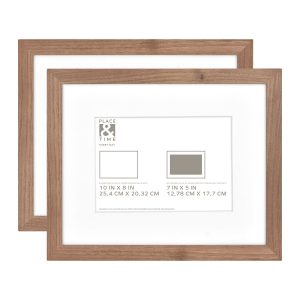 10 x 8 Matted to 7 x 5 Walnut Picture Frames 2pk by Place   Time - 1