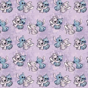 Lilo Stitch Angel Watercolor Cotton Fabric - 1