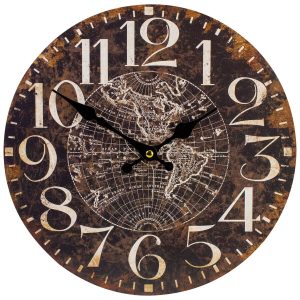 Northlight 12 Battery Operated Round Wall Clock with World Globe Design - 1