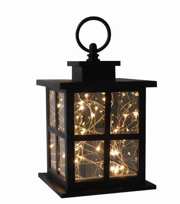 7 Black LED Rustic Lantern by Place   Time