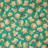 Brown Gingerbread Cookies on Green Anti Pill Fleece Fabric