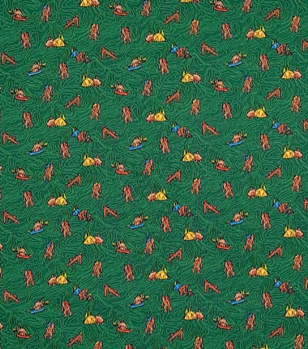 Adventures of Big Foot on Green Novelty Cotton Fabric