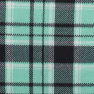 Mint Black Plaid Blizzard Fleece Fabric