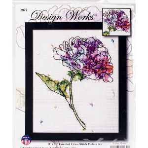 Design Works 8 x 10 Lilac Floral Counted Cross Stitch Kit - 1