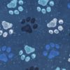 Blue Watercolor Paws Anti Pill Fleece Fabric