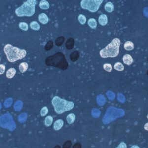 Blue Watercolor Paws Anti Pill Fleece Fabric - 1