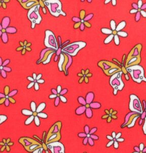 Flowers   Butterflies on Orange Anti Pill Fleece Fabric