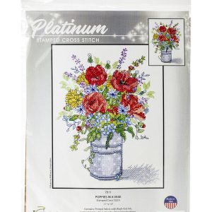 Janlynn 11 x 14 Poppies in a Vase Stamped Cross Stitch Kit - 1