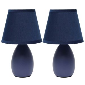 All The Rages 10 Ceramic Petite Oblong Desk Lamp With Fabric Shade 2pk - Blue
