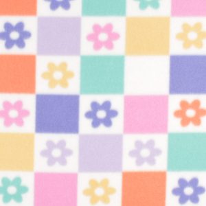 Multi Checkered Floral Blizzard Prints Fleece Fabric - 1