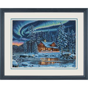 Dimensions 16 x 12 Aurora Cabin Counted Cross Stitch Kit - 1