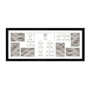 30 x 13 Matted Black 9 Photo Collage Frame by Place   Time - 1