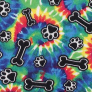 Bones   Paws on Tie Dye Anti Pill Fleece Fabric - 1