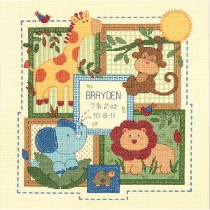 Dimensions 12 Baby Hugs Savannah Birth Record Counted Cross Stitch Kit - 1