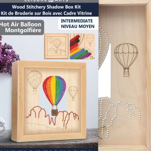 Leisure art 11 Hot Air Balloon Wood Stitching Kit With Shadow Box - 1