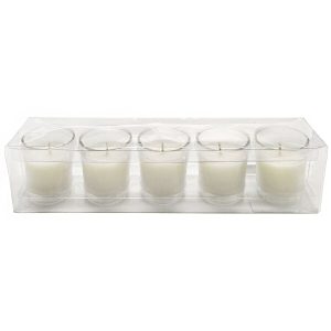 5pk White Unscented Votive Candles With Glass Holders by Hudson 43 - 1