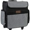 Everything Mary 15.5 Black   White Stripe Collapsible Rolling Craft Bag