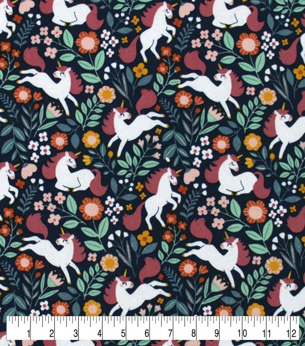 Unicorn Floral Super Snuggle Flannel Fabric - Image 2