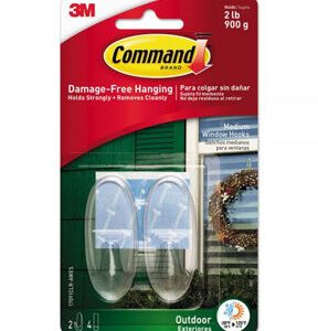 Command 2lbs Clear Outdoor Window Hooks 6ct - 1