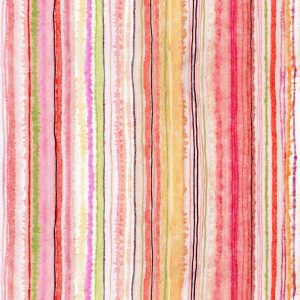 Hi Fashion Pink Spring Floral Stripe Premium Cotton Fabric - 1