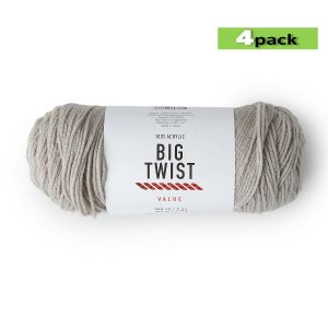 4pk Solid Soft Grey Medium Weight Acrylic 380yd Value Yarn by Big Twist - 1