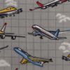 Planes on Gray Anti Pill Fleece Fabric