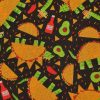Novelty Cotton Fabric Taco Dinos
