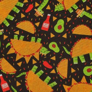 Novelty Cotton Fabric Taco Dinos