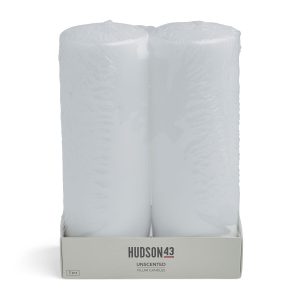 3 x 8 White Unscented White Pillar Candles by Hudson 43 - 1