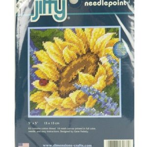 Dimensions 5 x 5 Sunflowe   Ladybug Mini Needlepoint Kit - 1