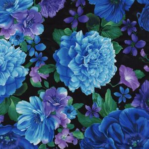 Hi Fashion Floral On Black Packed Premium Print Cotton Fabric - 1