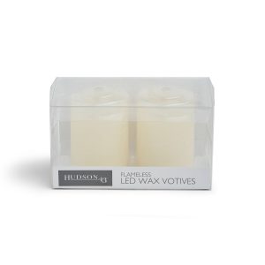 Flameless Vanilla Scented LED Rustic Votive Candles 2 pk Cream - 1