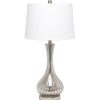 All The Rages Mercury Tear Drop Table Lamp with White Fabric Shade